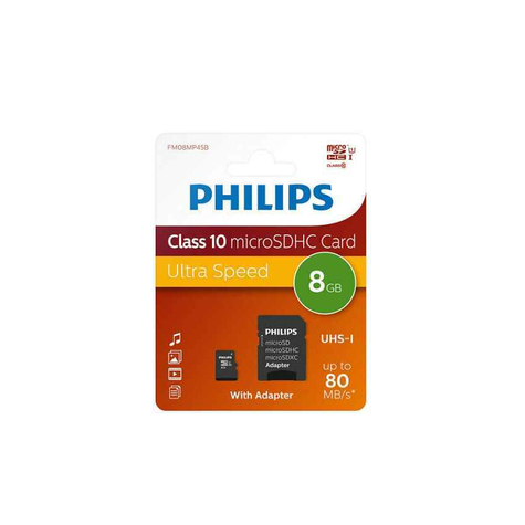 Philips Microsdhc 8gb Cl10 80mb/S Uhs-I + Adaptér Maloobchodní Prodej