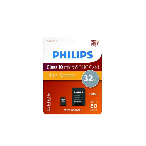 Philips Microsdhc 32gb Cl10 80mb/S Uhs-I + Adaptér Maloobchodní Prodej