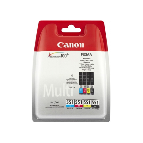 Canon Cartridge Cli-551 Photo Value Pack 4-Pack 6508b005
