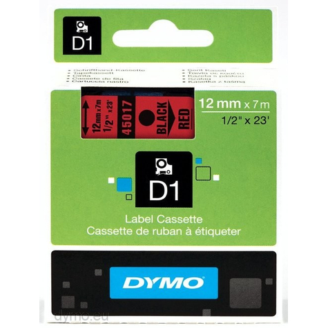 Pásky Dymo Standard D1 - Černá Na Červené - Polyester - -18 - 90 °C - Dymo - Labelmanager - Labelwriter 450 Duo - Krabice