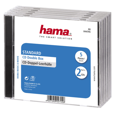 Hama Cd Double Jewel Case Standard - Balení 5 - 2 Disky - Průhledné