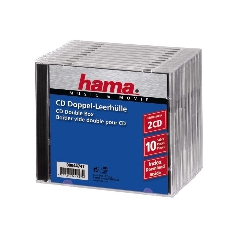 Hama Cd Double Jewel Case Standard - Balení 10 Kusů - 2 Disky - Průhledné