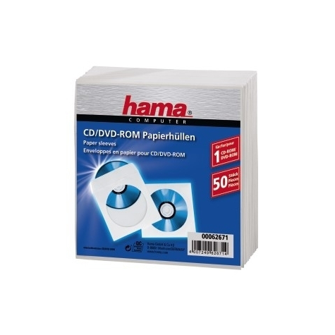 Hama Cd-Rom Paper Sleeves 50 - Bílé - 50 Disků - Bílé
