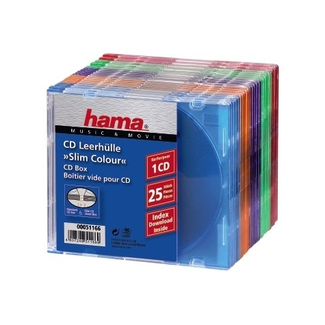 Hama Cd Slim Box Pack Of 25 - Colored - 1 Discs - Multicolor - Plastic