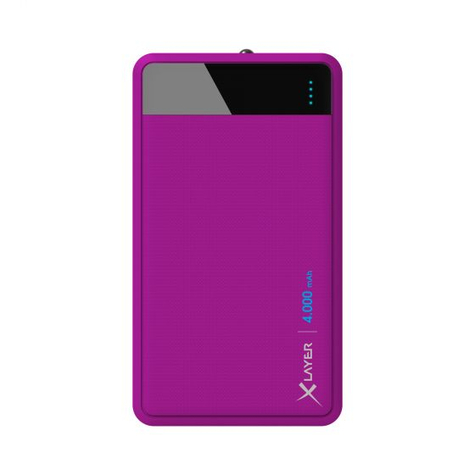 Xlayer Colour Line - Purple - Mobile/Smartphone - Tablet - Rectangle - Lithium Polymer (Lipo) - 4000 Mah - Usb