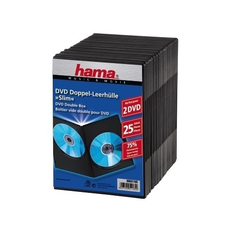 Hama Dvd Slim Double-Box 25 - Černá 2 Disky Černá