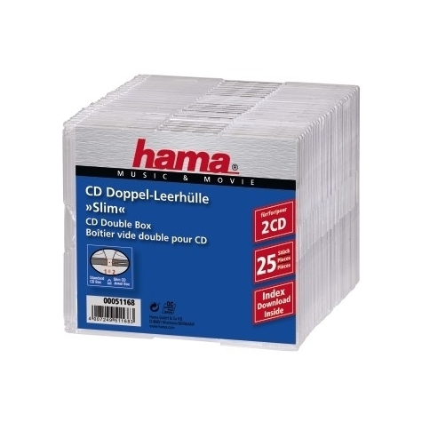 Hama 00051168 - Úzké Pouzdro - 2 Disky - Transparentní - Polystyren - 120 Mm - 125 Mm