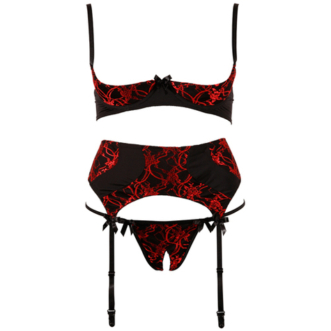 Bra Sets : Suspender Set Black & Red