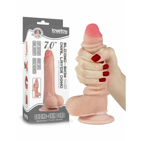 Láska Hračka 7 Palců Posuvné Kůže Dildo