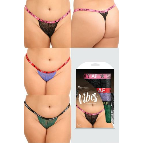 3 Piece Lace Thong Set With Text Curvy