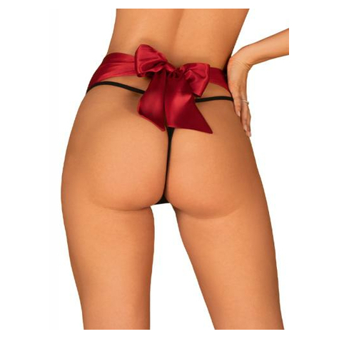 Thong With Sexy Bow - Black/Red