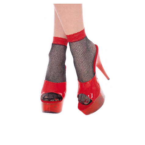 Krátké Ponožky Síťové Černé S Červenou