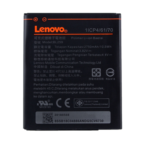 Lenovo - Li-Polymerová Baterie - Bl-259 - Lenovo Lemon K3, K5 Plus, K32, C30 - 2750mah