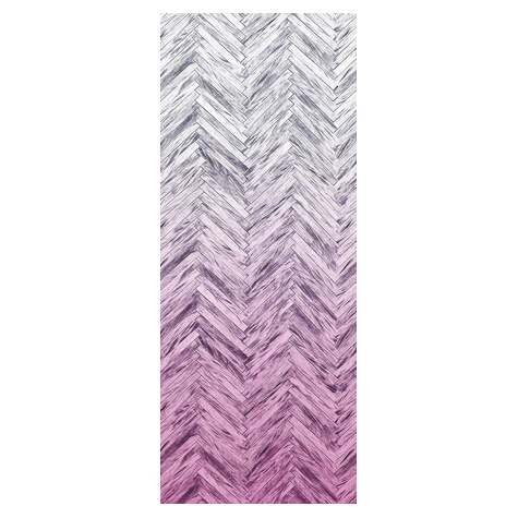 Non-Woven Wallpaper - Herringbone Pink Panel - Size 100 X 250 Cm