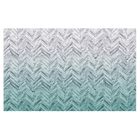 Non-Woven Wallpaper - Herringbone Mint - Size 400 X 250 Cm