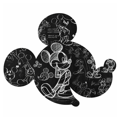 Samolepicí Netkaná Tapeta / Tetování Na Zeď - Mickey Head Illustration - Velikost 125 X 125 Cm