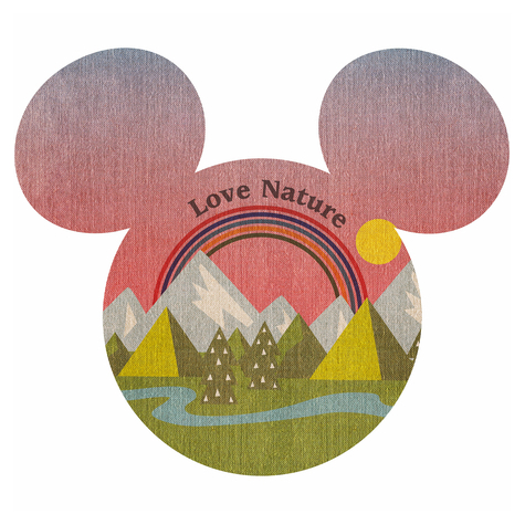 Samolepicí Netkaná Tapeta / Tetování Na Zeď - Mickey Head Summer Hike - Rozměr 125 X 125 Cm