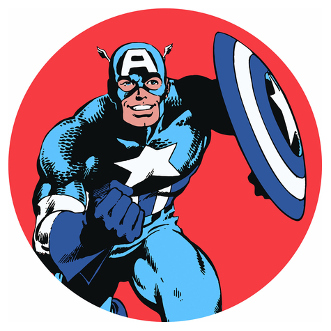 Samolepicí Netkaná Tapeta / Tetování Na Zeď - Marvel Powerup Captain America - Rozměr 125 X 125 Cm
