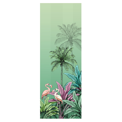Vliesová Fototapeta - Jungle Flamingo - Rozměr 100 X 280 Cm