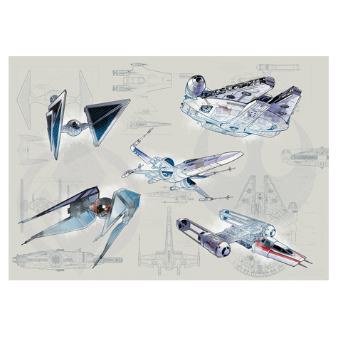 Non-Woven Wallpaper - Star Wars Blueprint Light - Size 400 X 280 Cm