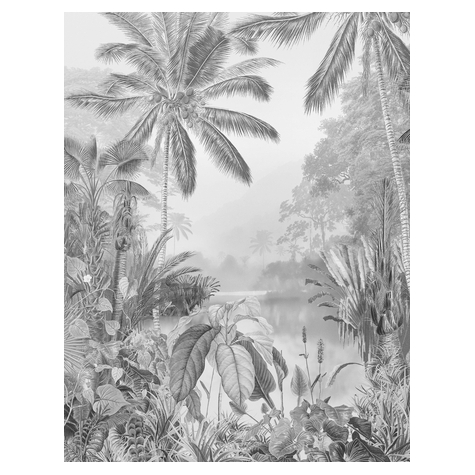 Netkaná Tapeta - Lac Tropical Black & White - Rozměr 200 X 270 Cm
