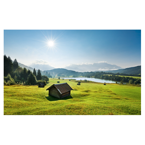 Vliesová Fototapeta - Horská Louka Před Karwendelem - Rozměr 450 X 280 Cm