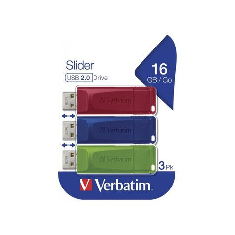Verbatim Slider - Usb Flash Disk -16 Gb Modrá - Gr - Červená 49326