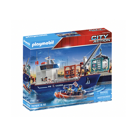 Playmobil City Action - Velká Kontejnerová Loď S Celním Člunem (70769)